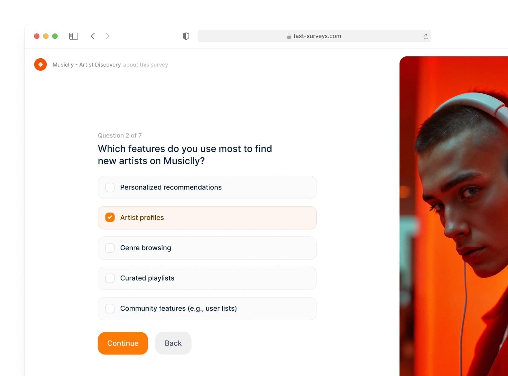 Preview of a checkboxes survey question