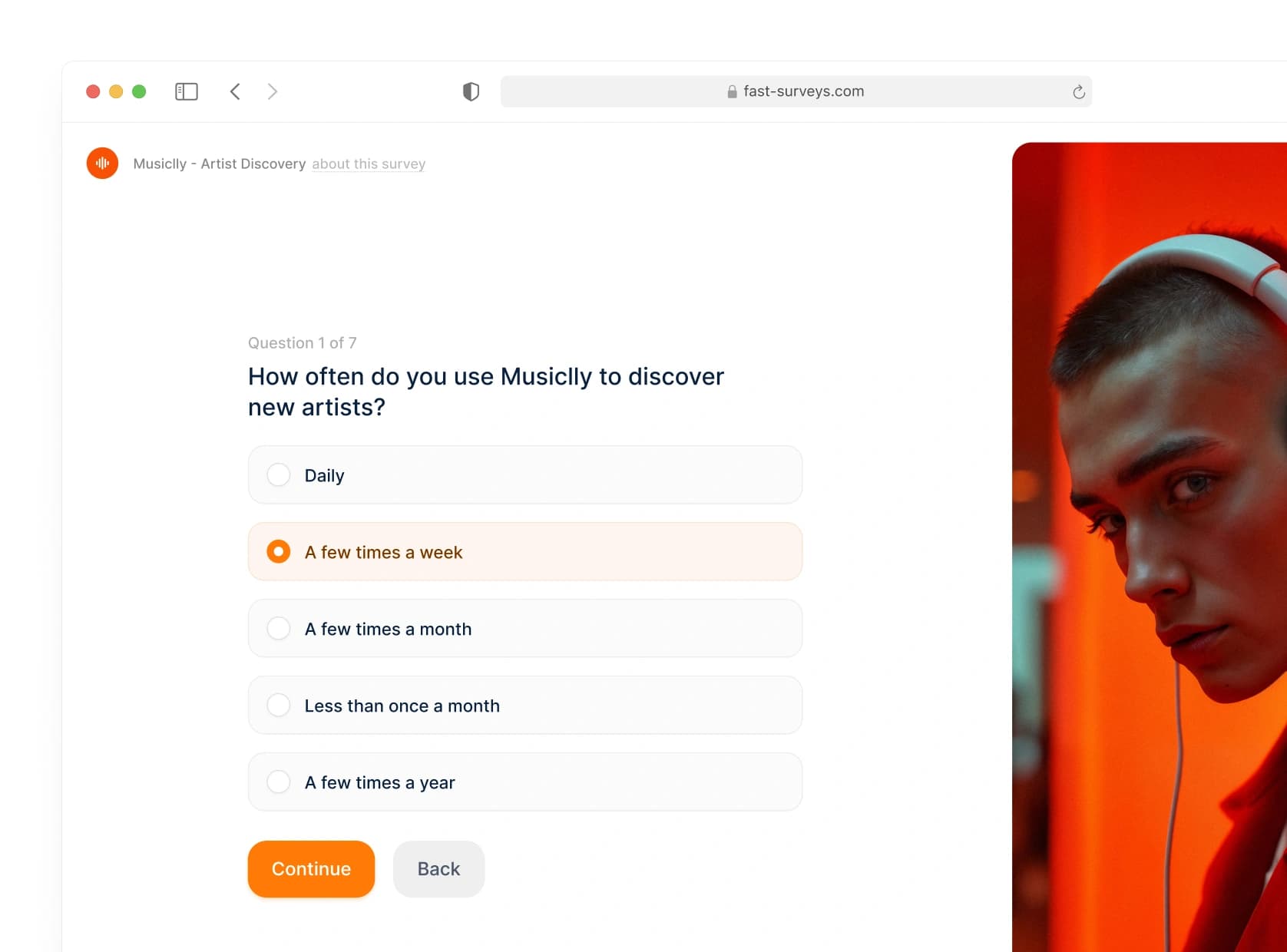 Preview of a multiple choice survey question